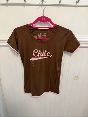 Y2K Women's Chile Short Sleeve Tee - Brown with Pink Trim
